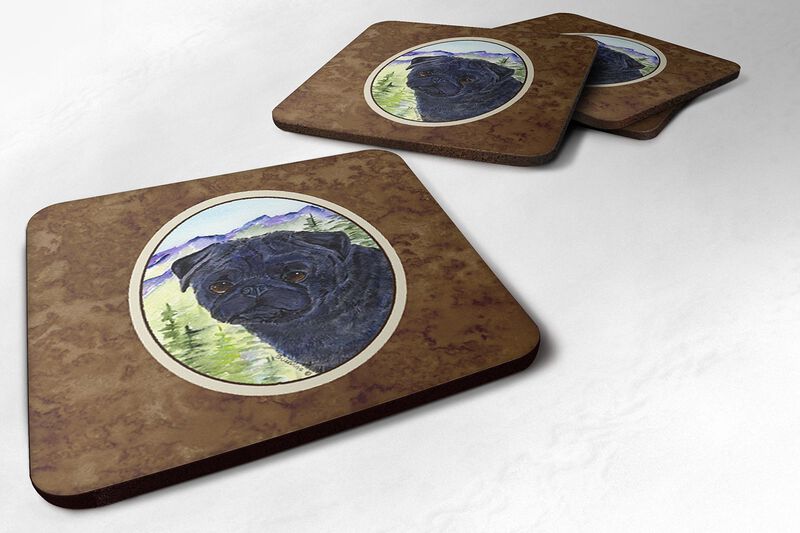 Caroline's Treasures SS8420FC Pug Foam Coasters (Set of 4), 3.5 H x 3.5 W, Multicolor image number 0