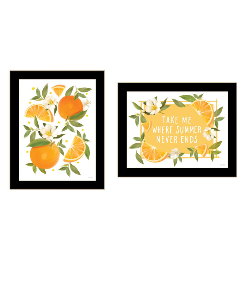 HomeRoots Set Of Two Take Me Where Summer Never Ends Black Framed Wall Art image number 0
