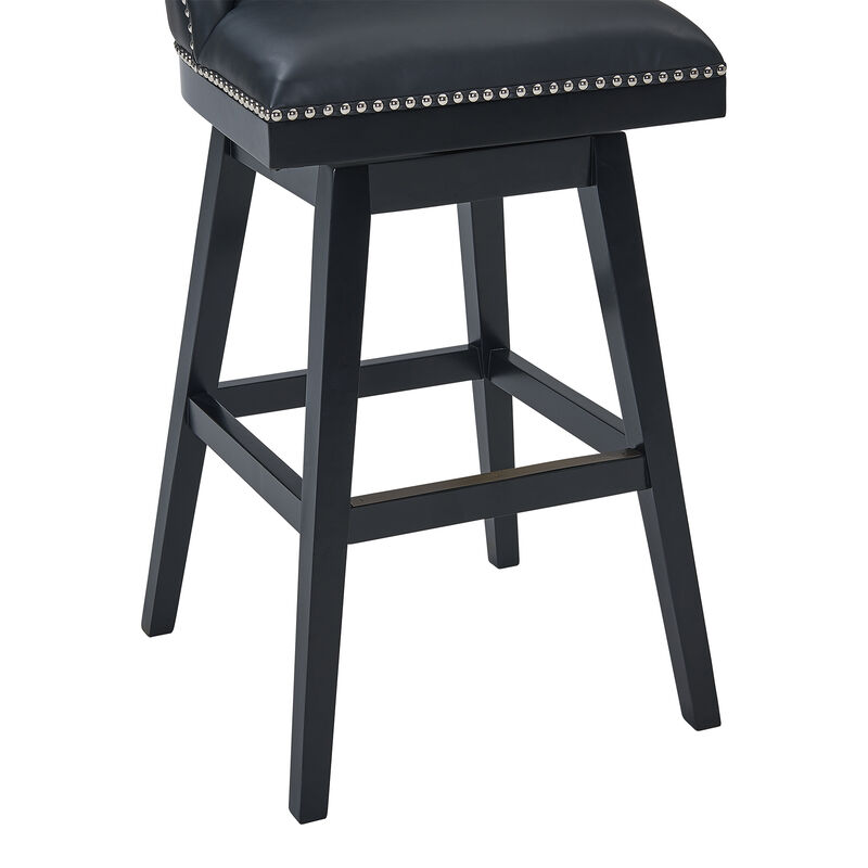 Journey Bar Height Swivel Brown Onyx Faux Leather and American Grey Wood Bar Stool