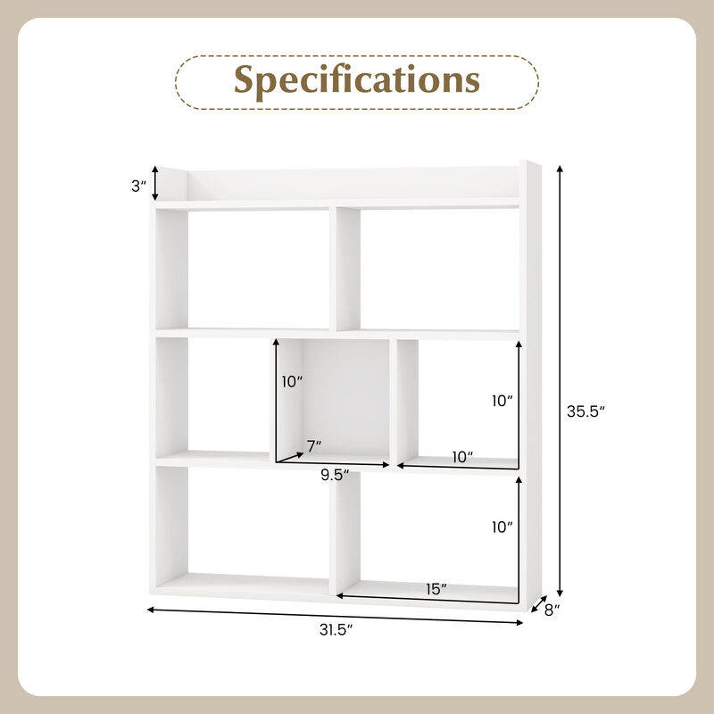 7-Cube Storage Bookshelf with Open Back Design and Anti-Tip Hardware
