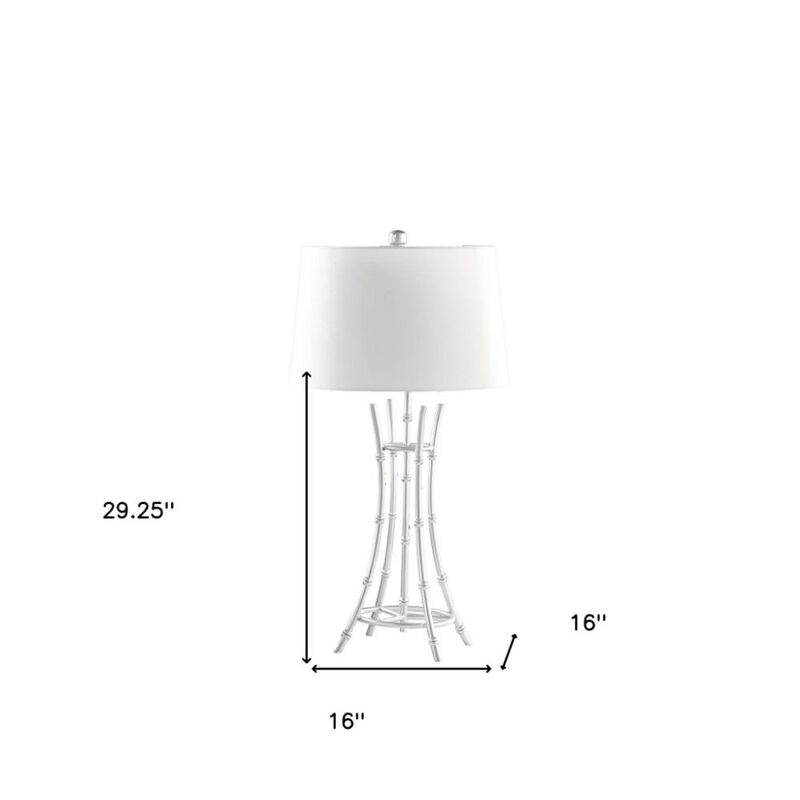 Hivvago 29" Silver Bamboo Design Table Lamp With Off White Drum Shade