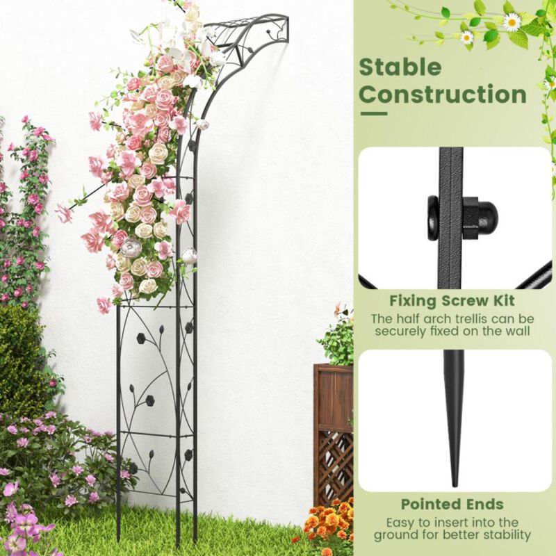 Hivvago Garden Arch Arbor Trellis for Climbing Plants Roses Vines-Black