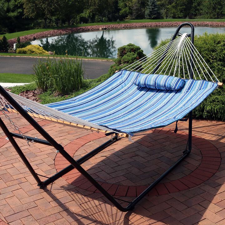 Sunnydaze Outdoor Polyester Hammock Pad and Pillow Set - Khaki Stripe