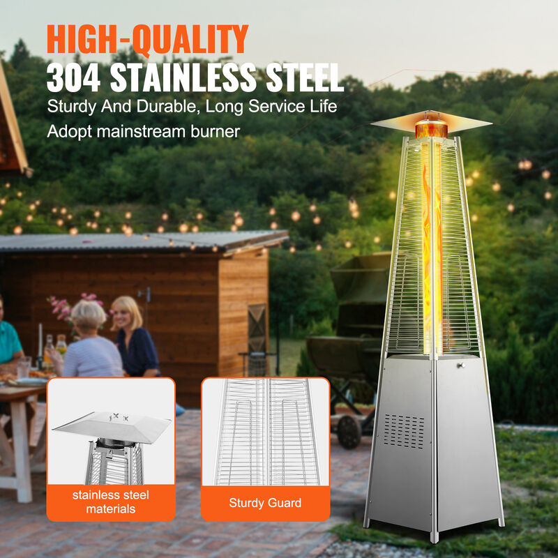 Tall Pyramid Propane Heater &ndash; Outdoor Gas Heater with Wheels for Patio, Terrace, and Garden