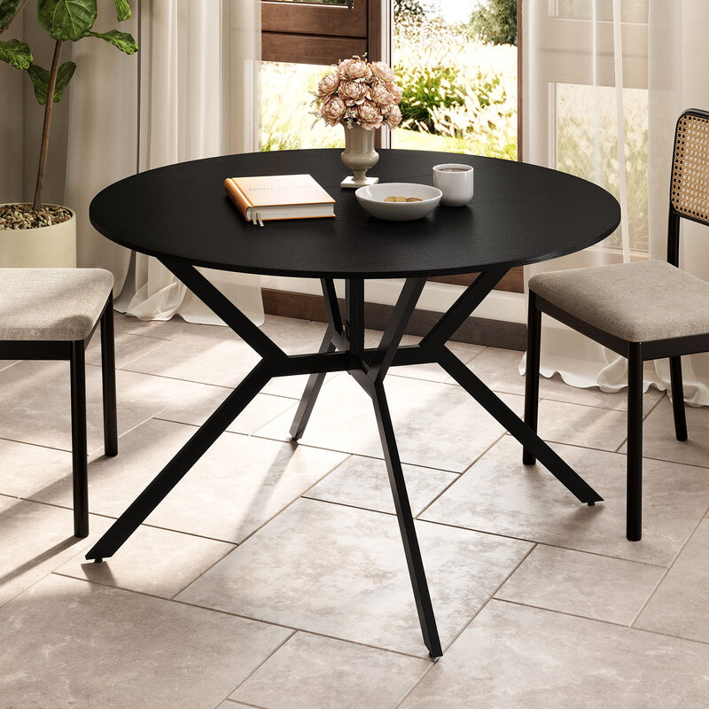 Extendable Round Kitchen Dining Table with Folding Drop Leaves image number 1