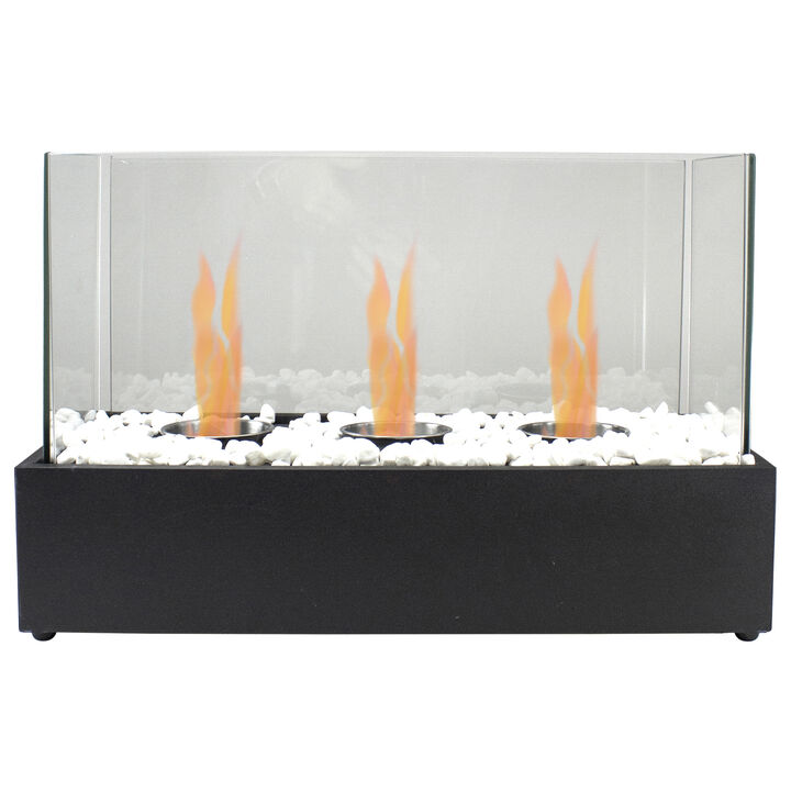 17.75" Bio Ethanol Ventless Portable Tabletop Triple Fireplace with Flame Guard