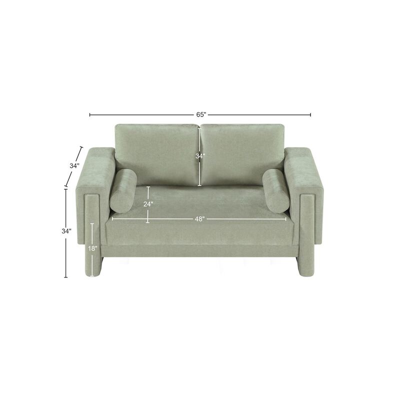 Meridian Furniture Madeline Mint Chenille Fabric Loveseat