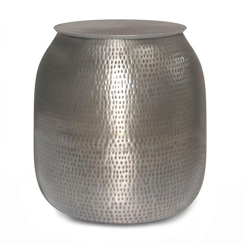Simpli Home Griffen Metal Storage Accent Table In Antique Silver image number 0