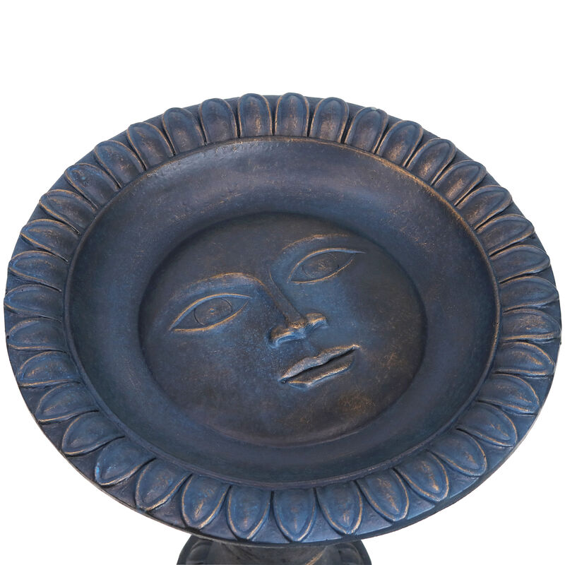 Sunnydaze Facade du Soleil Reinforced Concrete Bird Bath - 26 in - Blue