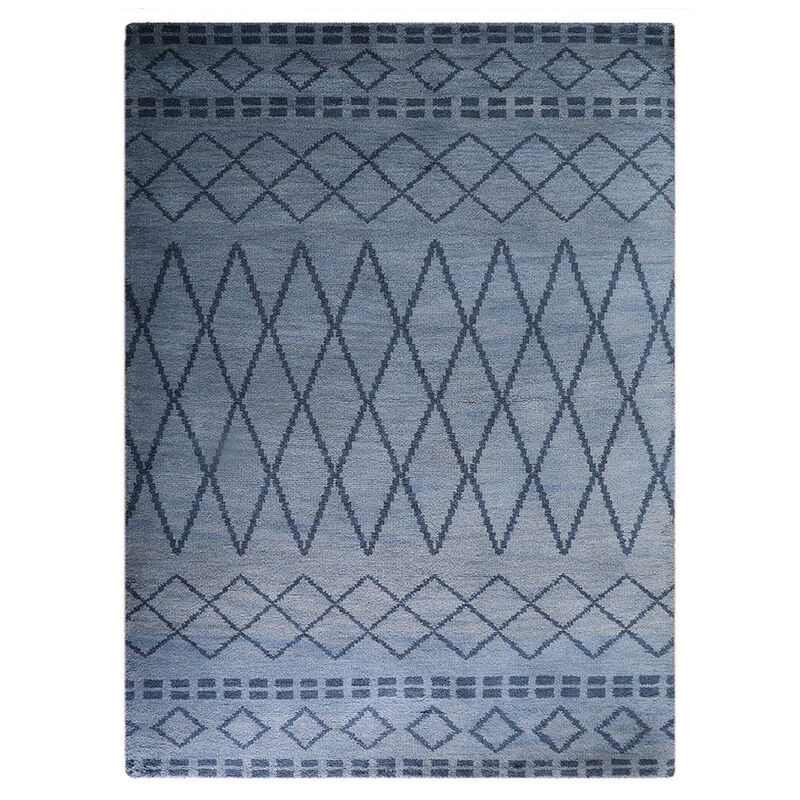 HAND KNOTTED WOOL Geometric AREA RUGS  - Rectangle Shape, Geometric Modern, Medium Pile Handmade Area Rugs for Living Room, Bed Room (N01117) image number 0