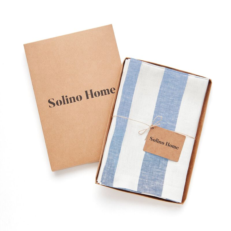 Solino Home Cabana Stripe 100% Linen Dinner Napkins &ndash; Set of 4, 20 x 20 in, Machine Washable, Holiday and Everyday Dining