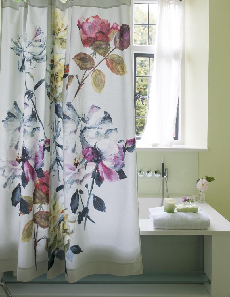 Couture Rose Fuchsia Cotton Shower Curtain, 72'' x 72''