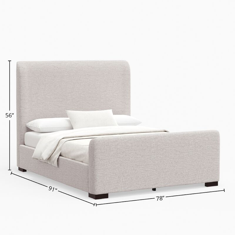 Deli California King Bed, Gray Linen Upholstery, Wingback Headboard - Benzara image number 4