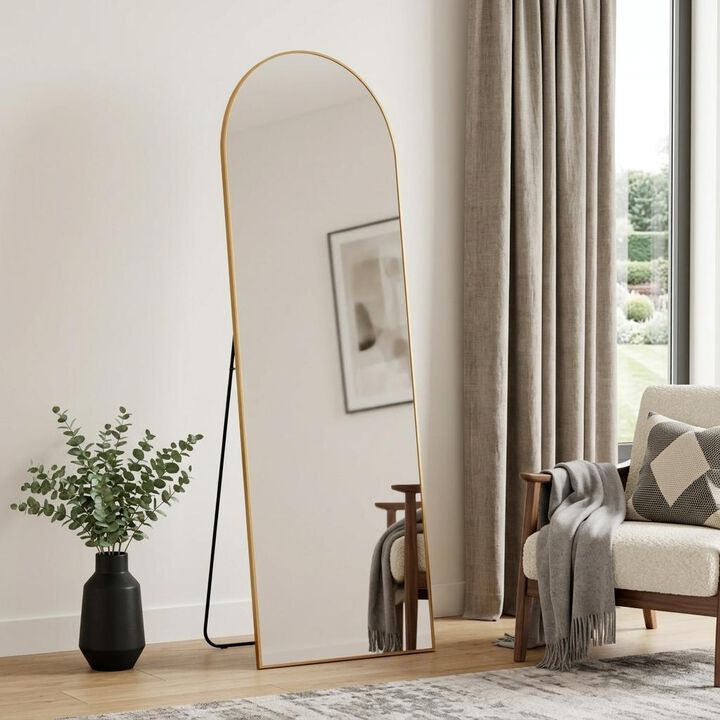 HomeRoots 69" Gold Arch Freestanding Framed Full Length Mirror