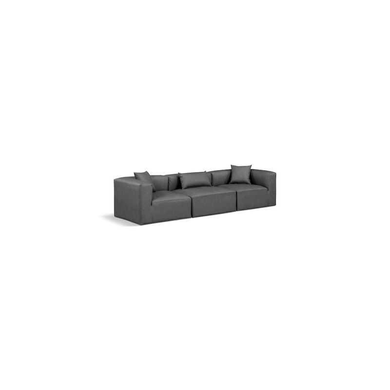 Meridian Furniture Cube Charcoal Grey Vegan Leather Modular Sofa