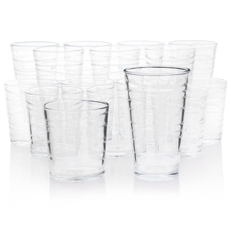 Gibson Home 16 Piece Swirl Clear Assorted Glassware Set