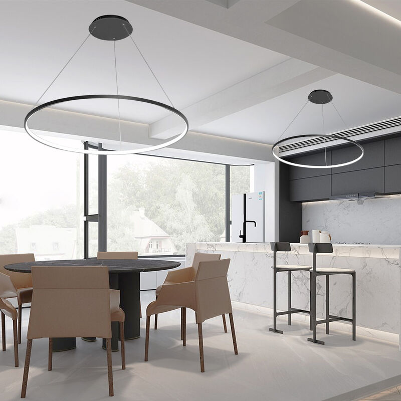 32 inch Circle Chandelier Round Kitchen Island Pendant Remote Dimmable image number 3