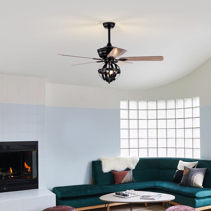 52" Industrial Blacke Ceiling Fan with Remote Control