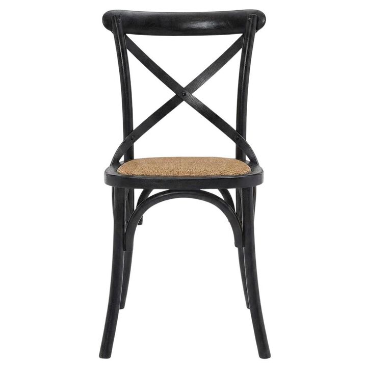 Wood and Rattan Dining Side Chair with Cane Back for Dining Room, Harbor