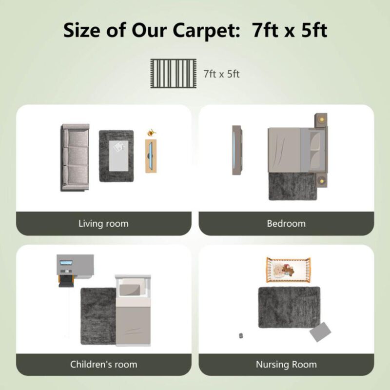 Hivvago Modern Rectangular Soft Shag Area Rug for Living Room Bedroom