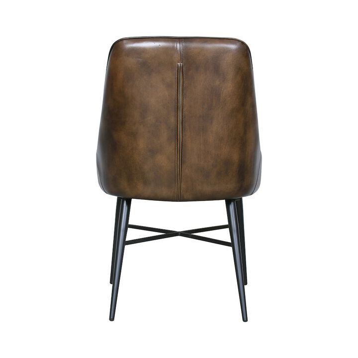 World Interiors Galway Dining Chair in Antique Whiskey Leather