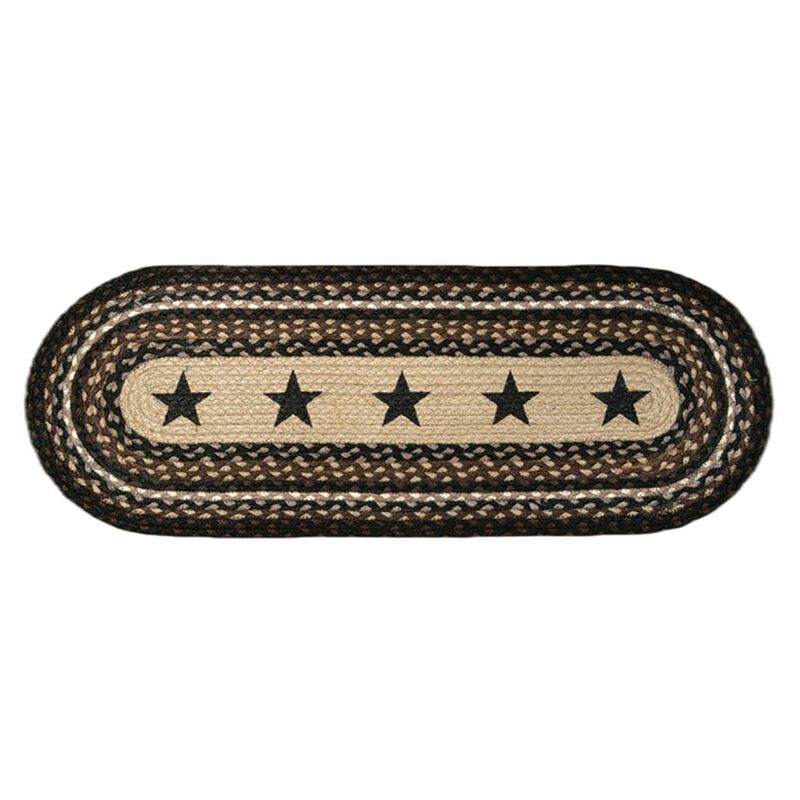Earth Rugs Op-313 Black Stars Oval Patch 2 Feet X 8 Feet image number 0