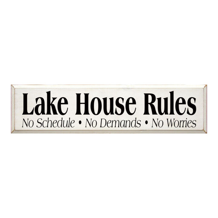 Lake House Rules Wooden Sign Rustic Cabin Cottage Wall Decor with Relaxing Quote