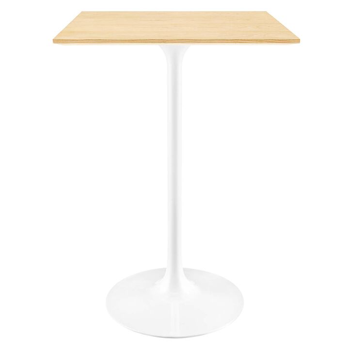 Modway Lippa Bar Table, 28 Inch, White Natural