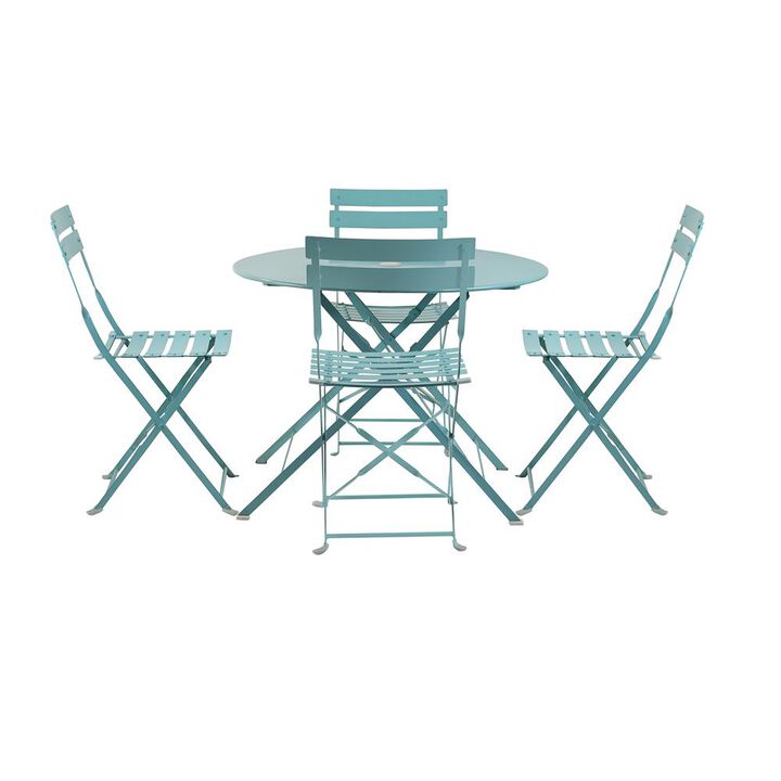 Carolina Living Bistro 36 Round Table Outdoor Set - Set of 5 - Teal