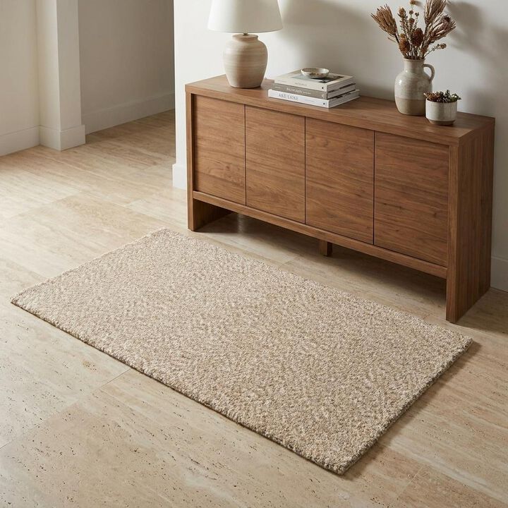 HomeRoots 3' X 5' Beige Shag Hand Tufted Area Rug