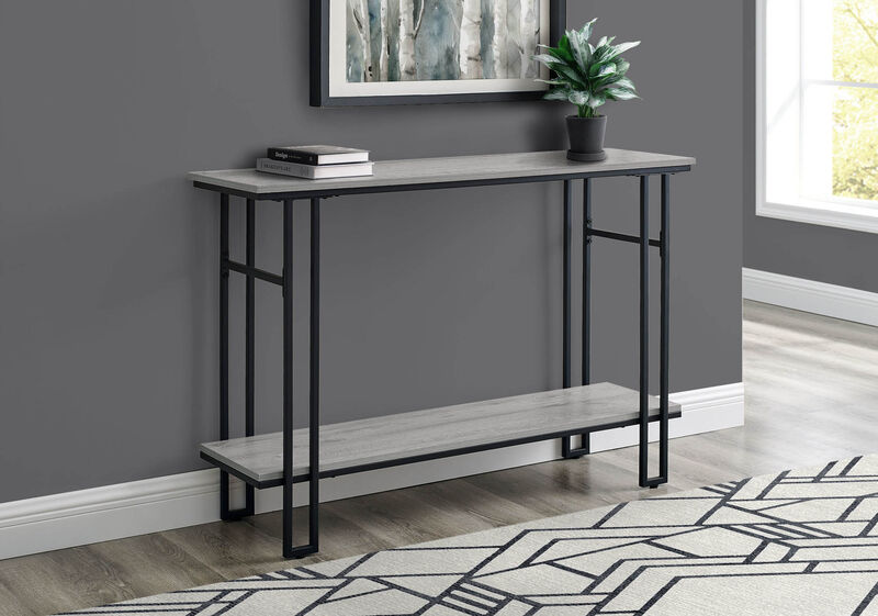 HomeRoots Rectangular Grey with Black Metal Hall Console Accent Table image number 3