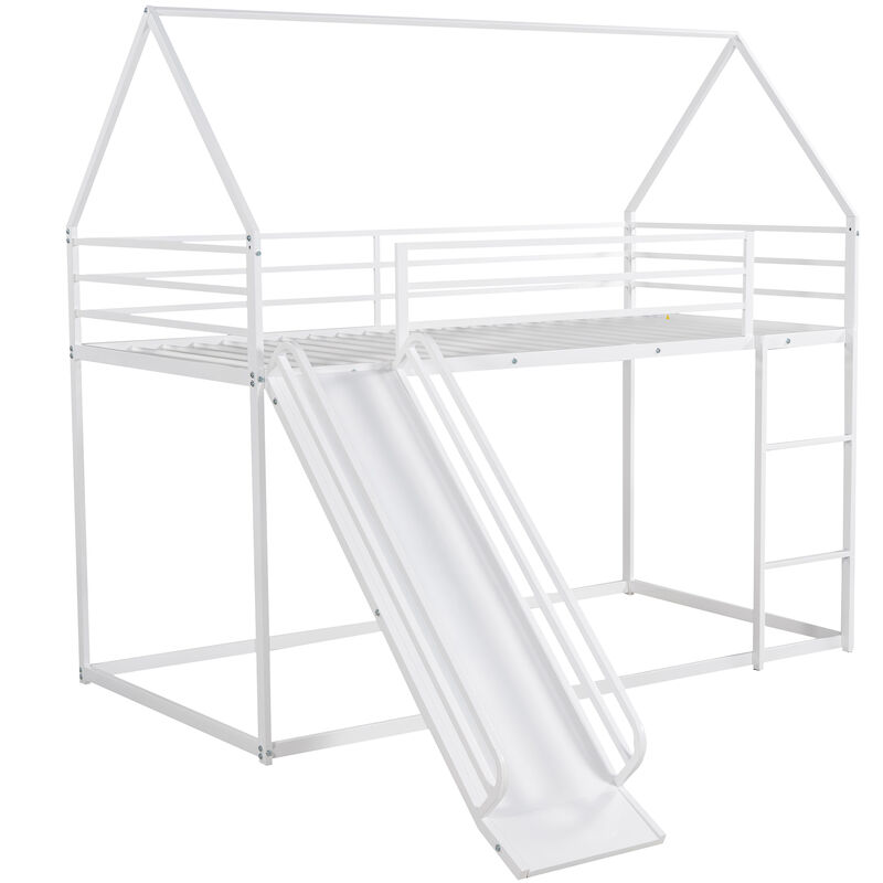 Merax House Bunk Bed with Ladder and Slide