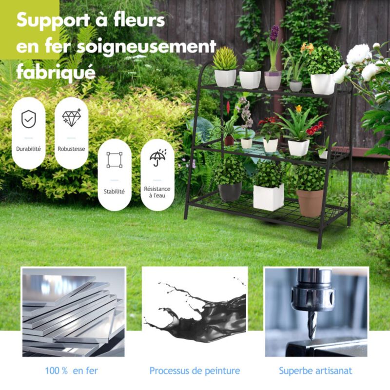 Hivvago 3-Tier Metal Plant Stand Shelf Display Rack for Plants Shoes Flower Pot