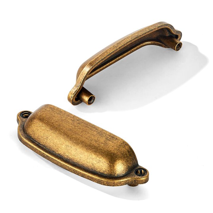 khtumeware 10 Pack 3 Inch(76mm) Bin Cup Drawer Pull,Antique Brass Cabinet Pulls Kitchen Cabinet Hardware, Furniture Pulls for Ba