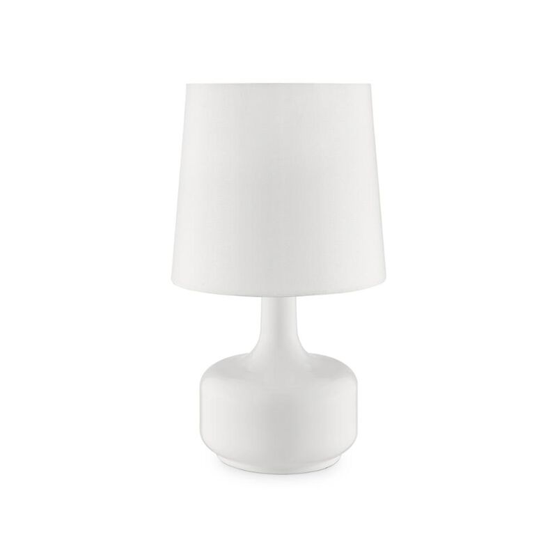 Hivvago 17" White Metal Bedside Table Lamp With Off-White Shade