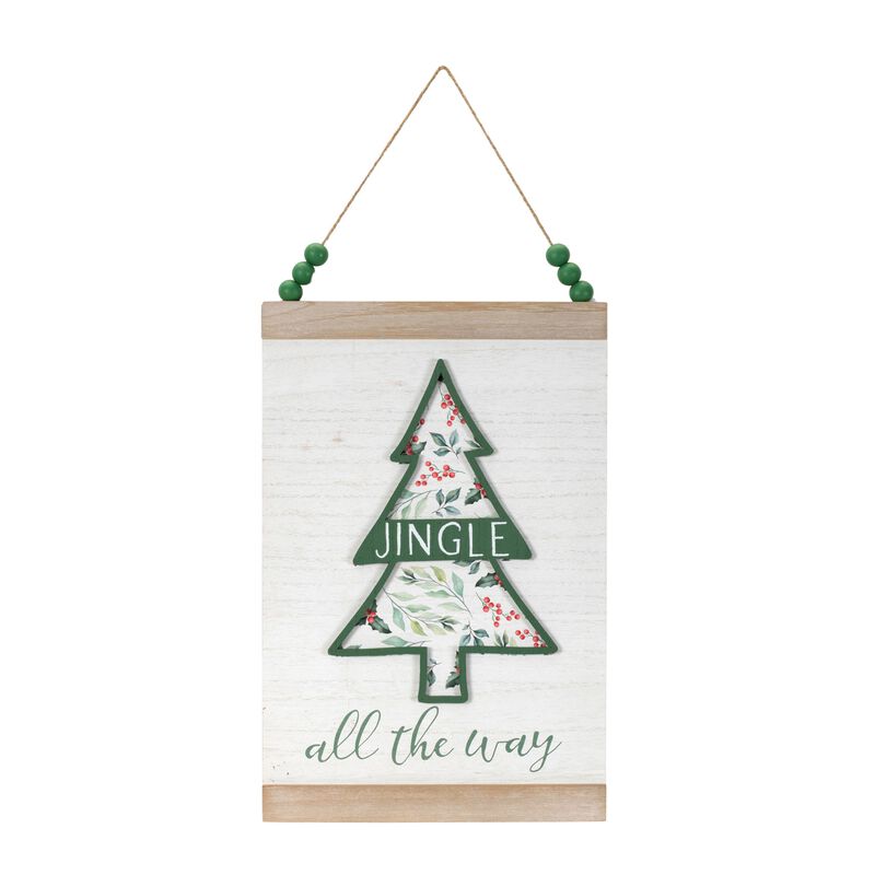 Set of 2 Wood Beaded Merry Christmas Banners for Mantel, Wall, or Shelf Decor