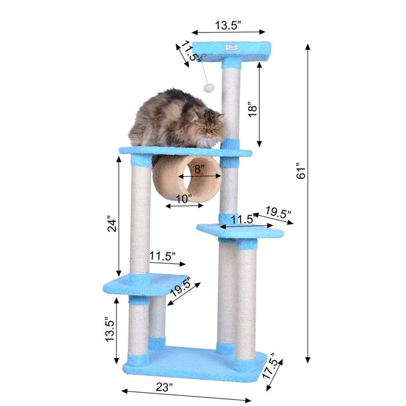 Armarkat Real Wood Cat Climber, Cat Junggle Tree With Platforms,Skyblue