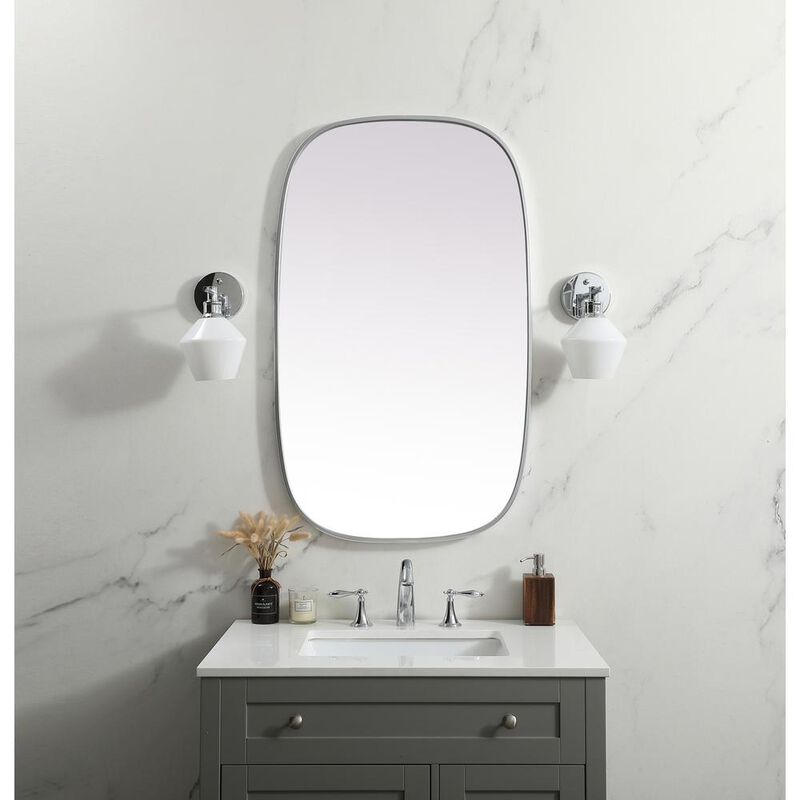 Elegant Decor Metal Frame Oval Mirror 24x40 Inch in Silver