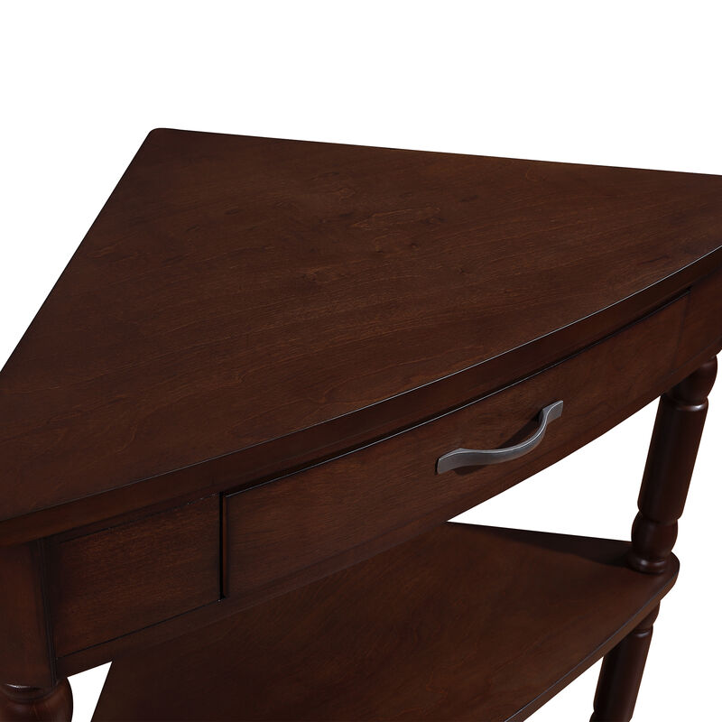 Mondawe 33.8-Inch Small Triangular Table, Small Space/Living Room 3-Layer Solid Wood Edge Table