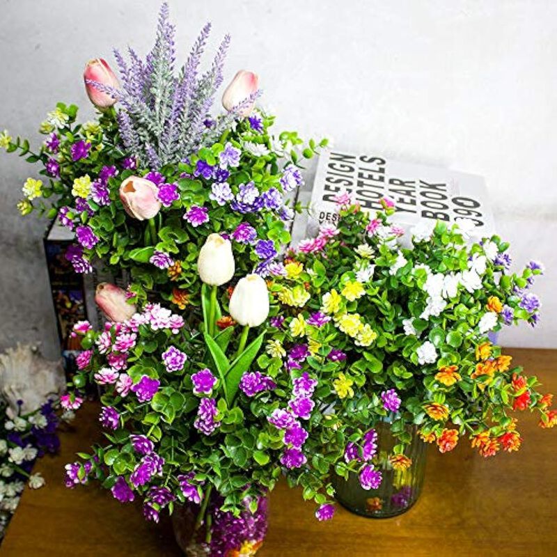 8 Bundle Purple Artificial Hanging Flowers UV Resistant Outdoor Garden Porch image number 3