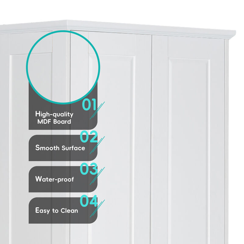 White Storage Cabinet with Two Doors for Bathroom