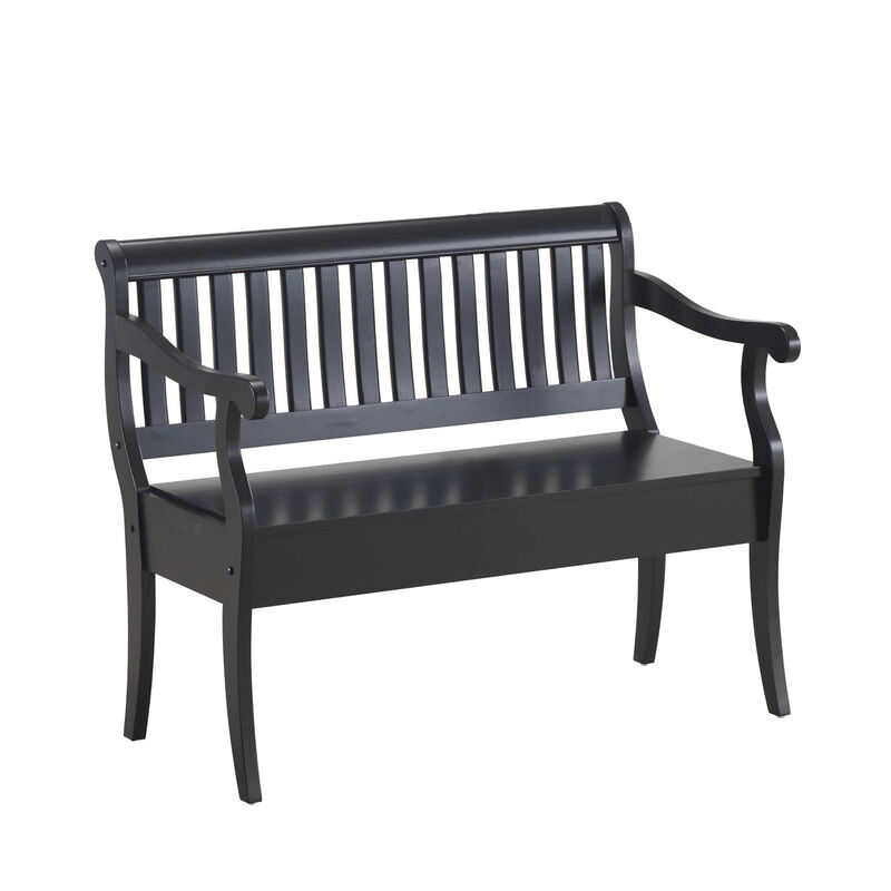 HomeRoots 42" Black Solid Wood Storage Bench With Flip Top image number 4