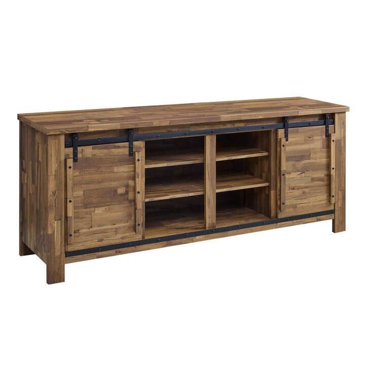 Modway Cheshire 70" TV Stand Rustic Sliding Door Dining Room Cabinet Storage Buffet Table Sideboard
