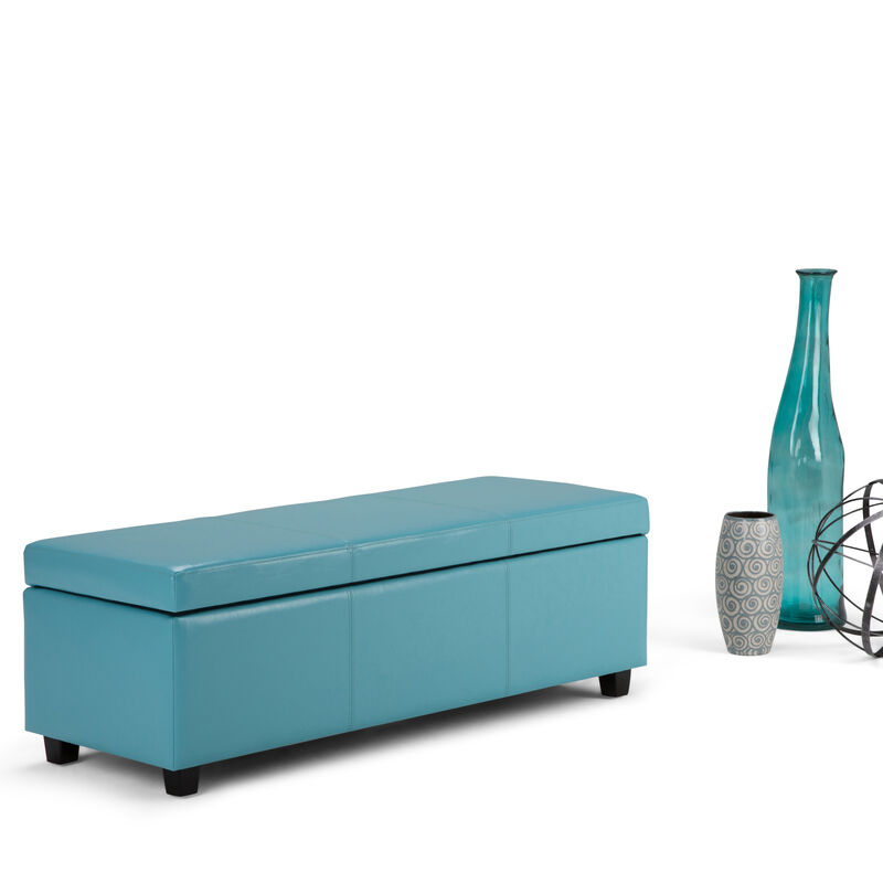Avalon Large Storage Ottoman Bench - Soft Blue
