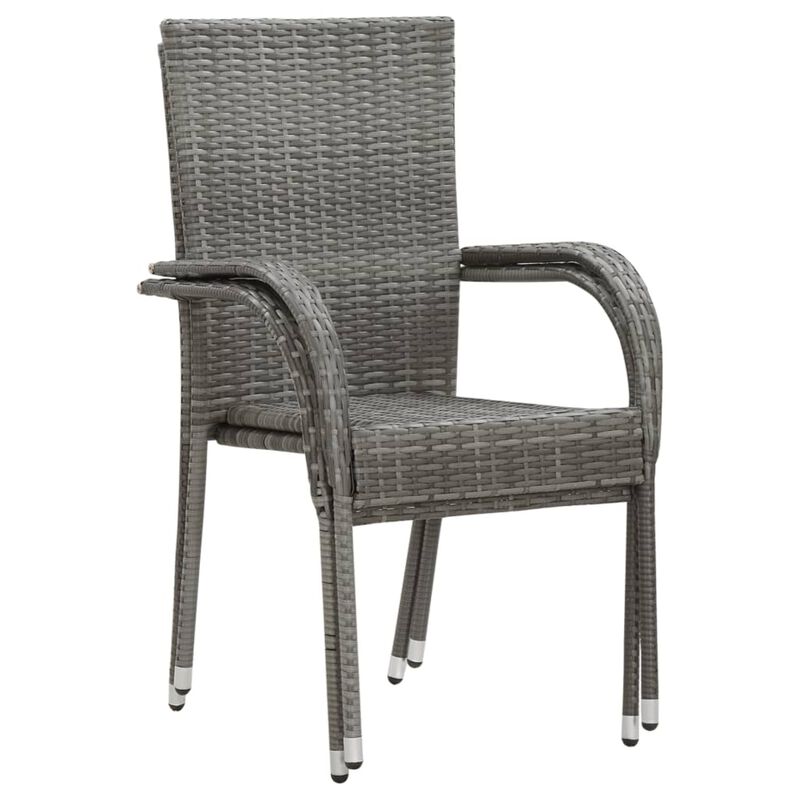 vidaXL Stackable Outdoor Chairs 2 pcs Gray Poly Rattan