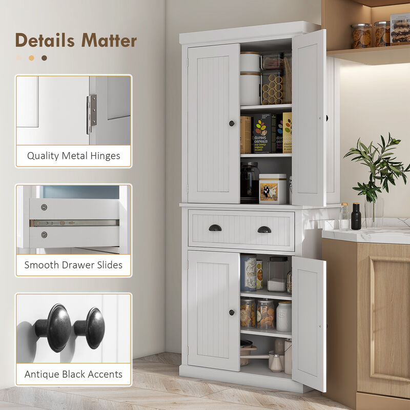 Hivvago 72" Kitchen Storage Cabinet with Doors, Drawer & Shelving image number 6