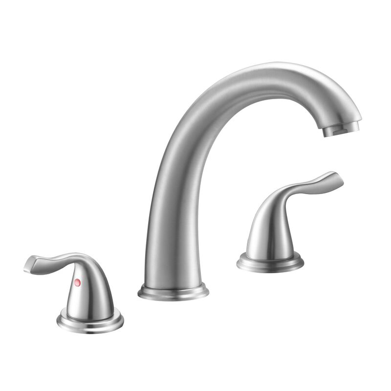 Deck Mount Roman Tub Faucet 3-Hole Waterfall Faucet with High Arc Gooseneck Spout-Brushed Nickel image number 0