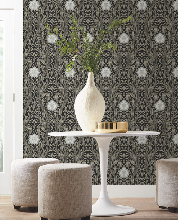 Gatsby Damask Black Wallpaper