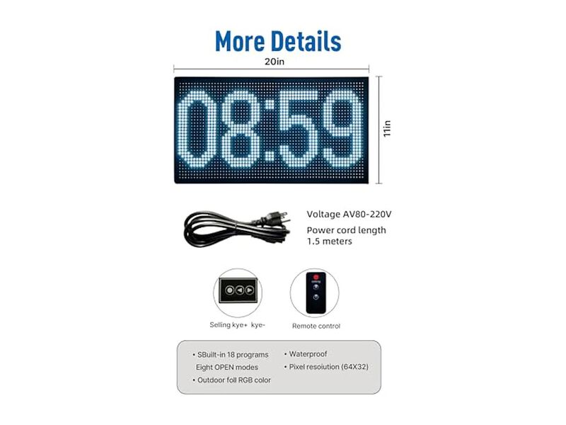 Double Sided Digital Date Week Temperature Wall Clock Outdoor Waterproof image number 3