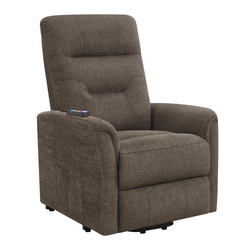 Coaster Co. of America Henrietta Power Lift Recliner with Storage Pocket Brown